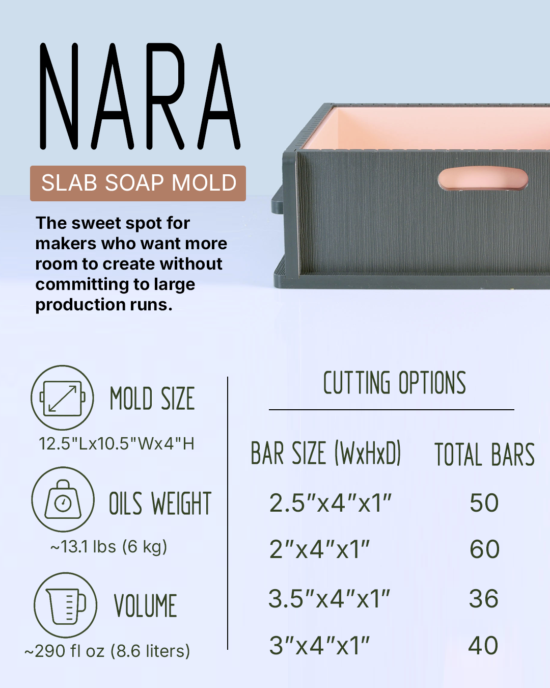 Medium size slab soap mold