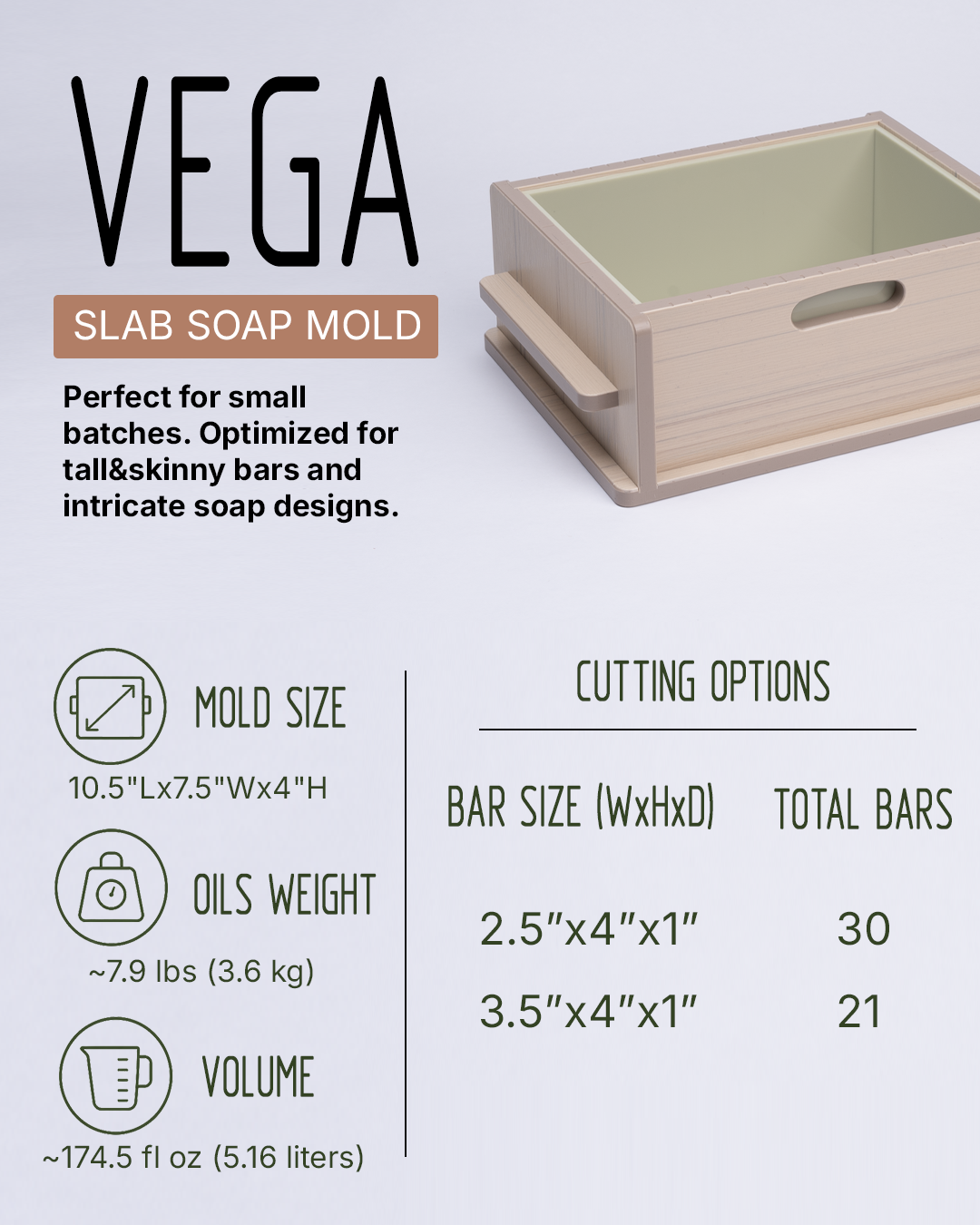 Small slab soap mold